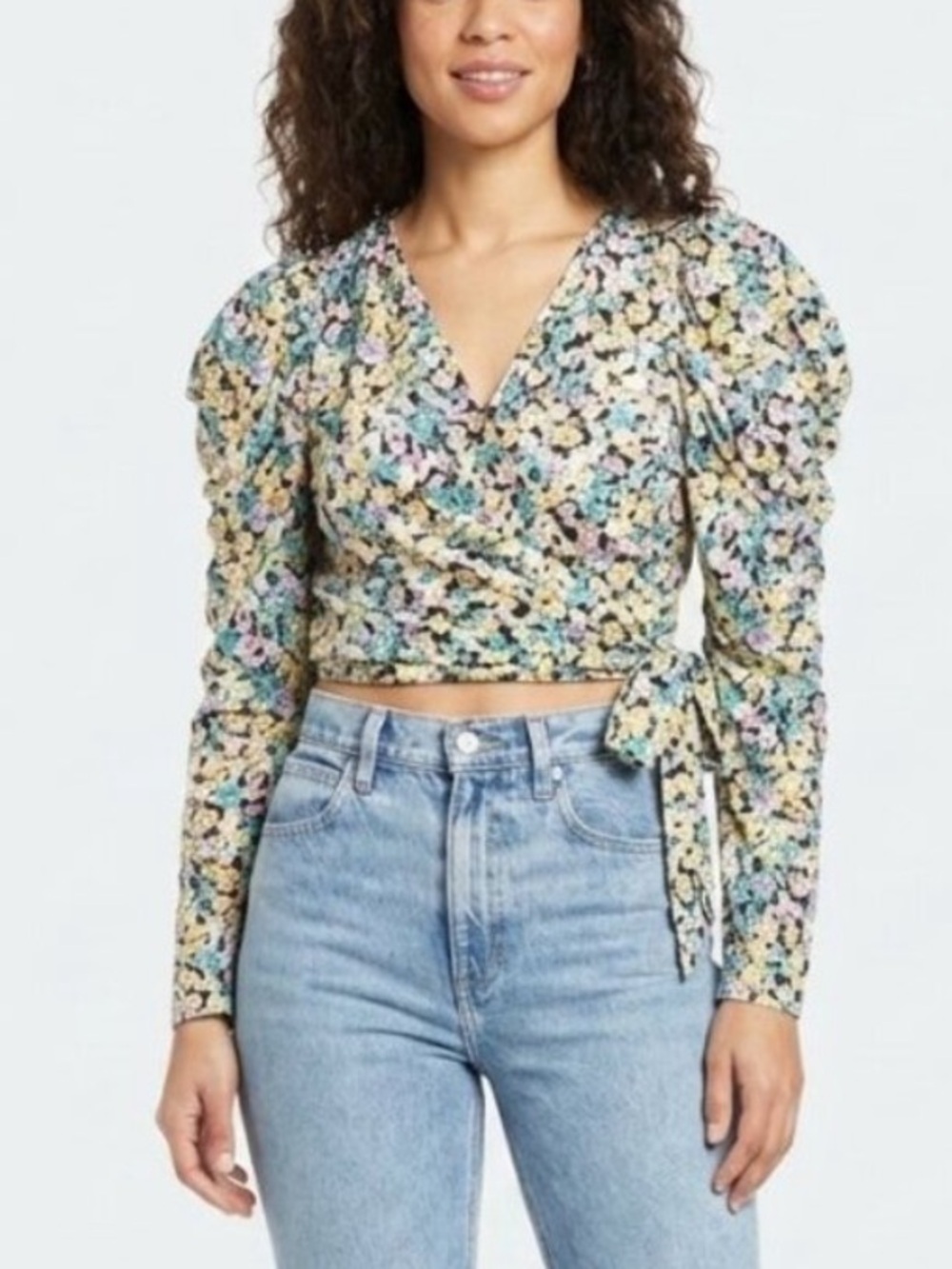 AFRM floral print tie up top